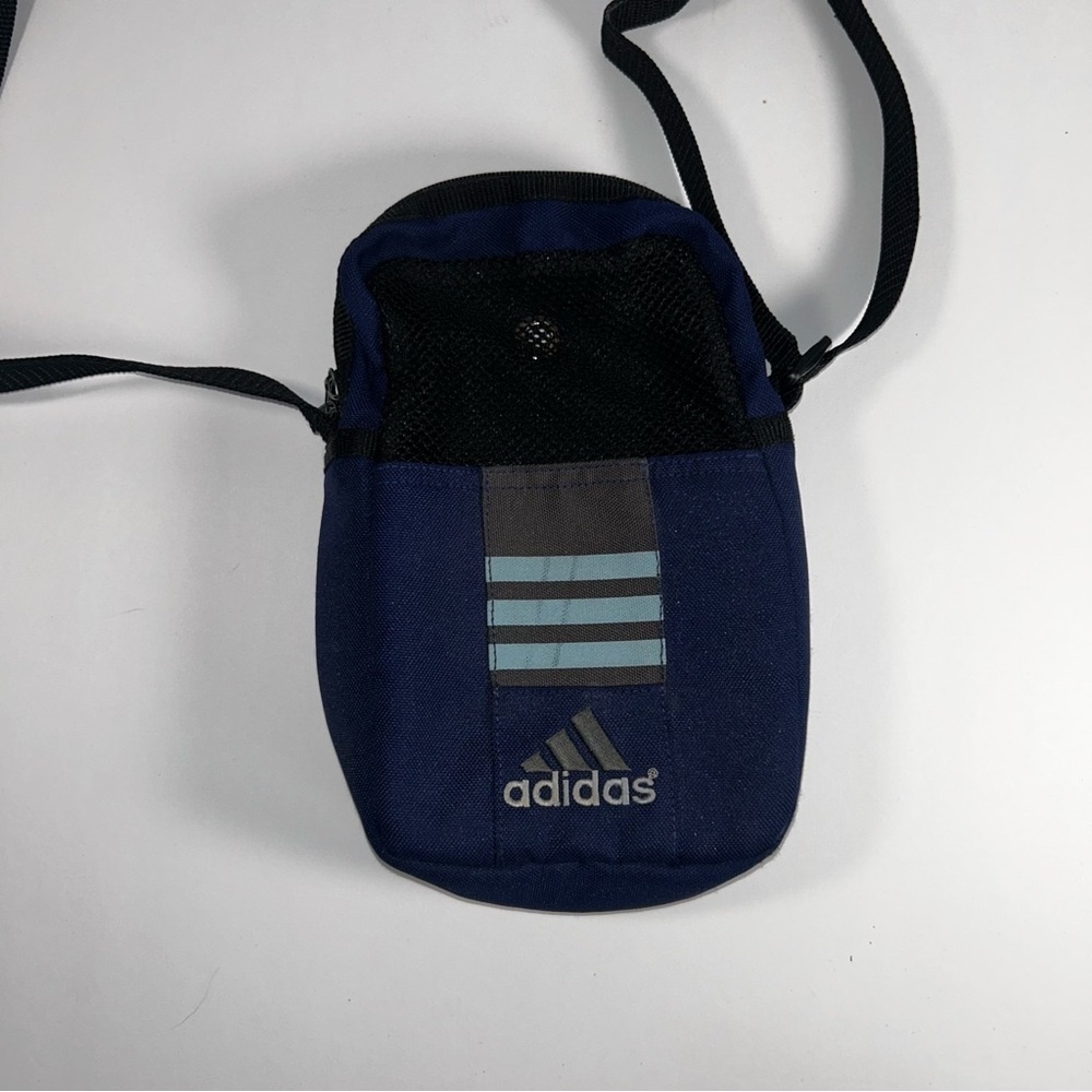 Vintage Adidas Navy small bag with hole for headphones!